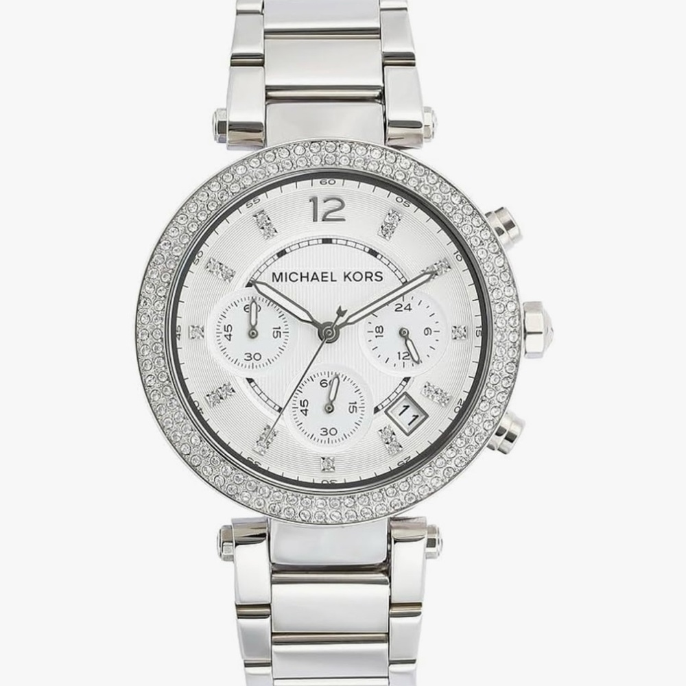Michael Kors Silver-Tone Glitz Parker Watch